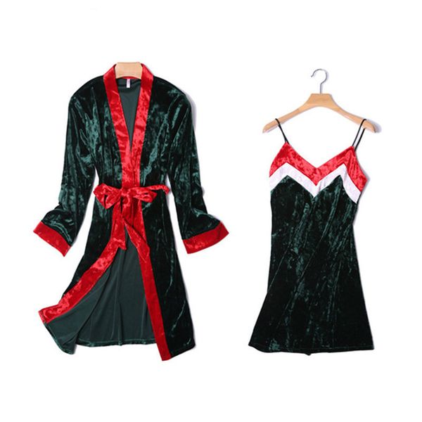brand women's velvet & lace patchwork robe & gown sets fashion luxury half-sleeve autumn nightwear two-pieces sleepwear, Blue;gray
brand women's velvet & lace patchwork robe & gown sets fashion luxury half-sleeve autumn nightwear two-pieces sleepwear, Blue;gray