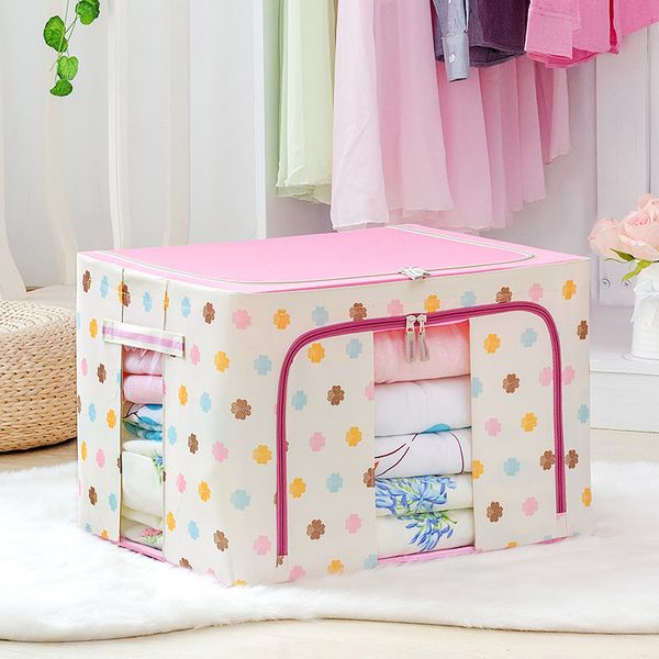 

folding oxford steel frame storage box clothing quilt waterproof cloth finishing box multi-color organizador armario storage bag