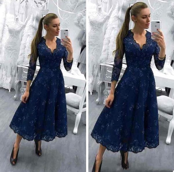 2019 new prom dress tea-length 3/4 length sleeve lace with lace a-line mother of the bride dress, Black;red
2019 new prom dress tea-length 3/4 length sleeve lace with lace a-line mother of the bride dress, Black;red