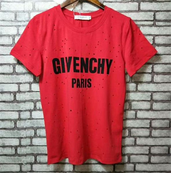 Summer Street Europe Paris Fashion Mens womens Broken Hole Cotton Casual Womens mens Tees three Colors t shirts
Summer Street Europe Paris Fashion Mens womens Broken Hole Cotton Casual Womens mens Tees three Colors t shirts