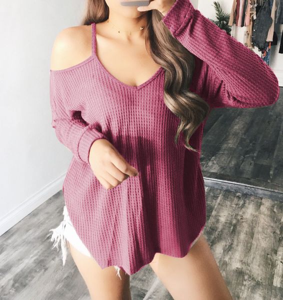 wholesale woman clothes women's knits tees straps strapless v-neck knit solid color loose long-sleeved t-shirt z146, White
wholesale woman clothes women's knits tees straps strapless v-neck knit solid color loose long-sleeved t-shirt z146, White