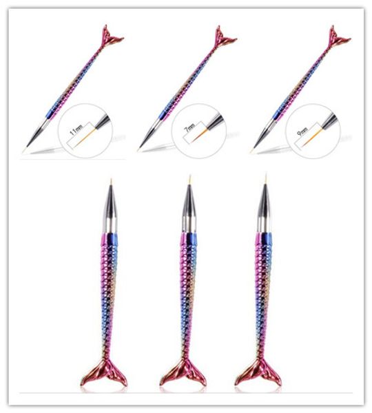 new beauty 7/10/11mm nail art mermaid handle french stripes tape liner lines brush flower design painting drawing pen, Silver
new beauty 7/10/11mm nail art mermaid handle french stripes tape liner lines brush flower design painting drawing pen, Silver