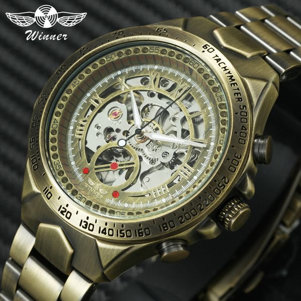 winner retro bronze mechanical men watches roman numerals skeleton wristwatches stainless steel fashion clock, Slivery;brown
winner retro bronze mechanical men watches roman numerals skeleton wristwatches stainless steel fashion clock, Slivery;brown