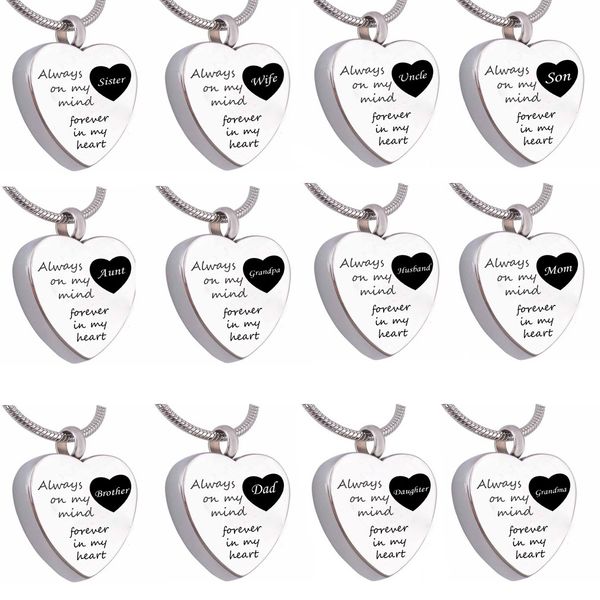 always on my mind forever in my heart cremation urn jewelry heart memorial ash keepsake necklace, Silver
always on my mind forever in my heart cremation urn jewelry heart memorial ash keepsake necklace, Silver