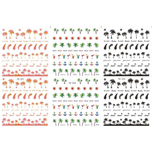 3 pack/ lot water transfer decal nail art nail sticker palm tree anchor feather ye321-323, Black
3 pack/ lot water transfer decal nail art nail sticker palm tree anchor feather ye321-323, Black