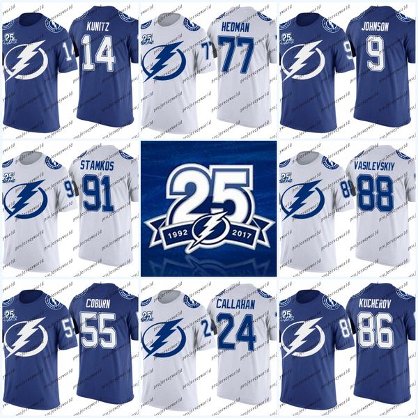 86 Nikita Kucherov Tampa Bay Lightning 25th T-shirt 91 Steven Stamkos 77 Victor Hedman 9 Tyler Johnson 14 Chris Kunitz Hockey Jerseys
86 Nikita Kucherov Tampa Bay Lightning 25th T-shirt 91 Steven Stamkos 77 Victor Hedman 9 Tyler Johnson 14 Chris Kunitz Hockey Jerseys