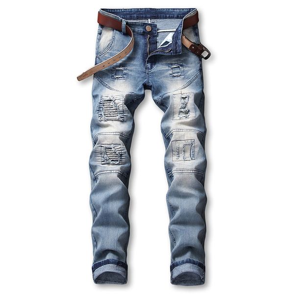 moruancle men's ripped biker jeans vintage stretch distressed motorcycle denim pants trousers with patchwork plus size 28-42, Blue
moruancle men's ripped biker jeans vintage stretch distressed motorcycle denim pants trousers with patchwork plus size 28-42, Blue
