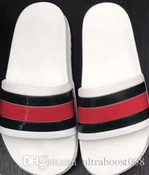 2018 Black Rubber Slide Fashion Sandal Slippers Green Red White Stripe Fashion Design Men Women with Box Classic Ladies Summer Flip Flops
2018 Black Rubber Slide Fashion Sandal Slippers Green Red White Stripe Fashion Design Men Women with Box Classic Ladies Summer Flip Flops