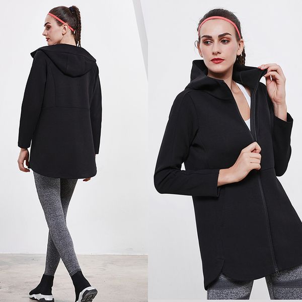 women's elastic breathable long sleeve long down split curved hem shirt zipper autumn cotton hooded sportswear, Black;red
women's elastic breathable long sleeve long down split curved hem shirt zipper autumn cotton hooded sportswear, Black;red