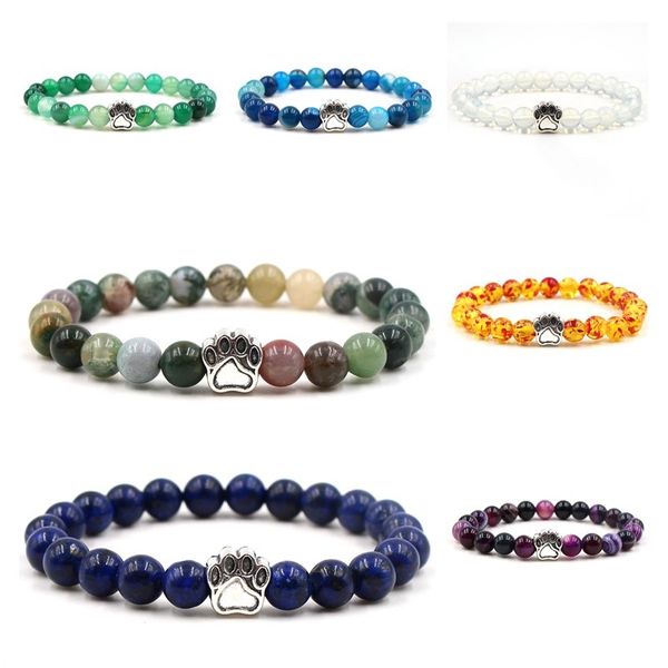 7 colors footprint paw charms bracelet 8mm colourful agate natural stone beads bracelets pet lover strench jewelry, Golden;silver
7 colors footprint paw charms bracelet 8mm colourful agate natural stone beads bracelets pet lover strench jewelry, Golden;silver