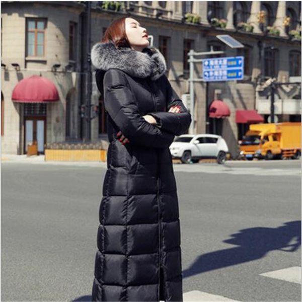 women down coat winter long slim fit warm white duck down hooded jacket outerwear female thickening big fur collar casual parka, Black
women down coat winter long slim fit warm white duck down hooded jacket outerwear female thickening big fur collar casual parka, Black