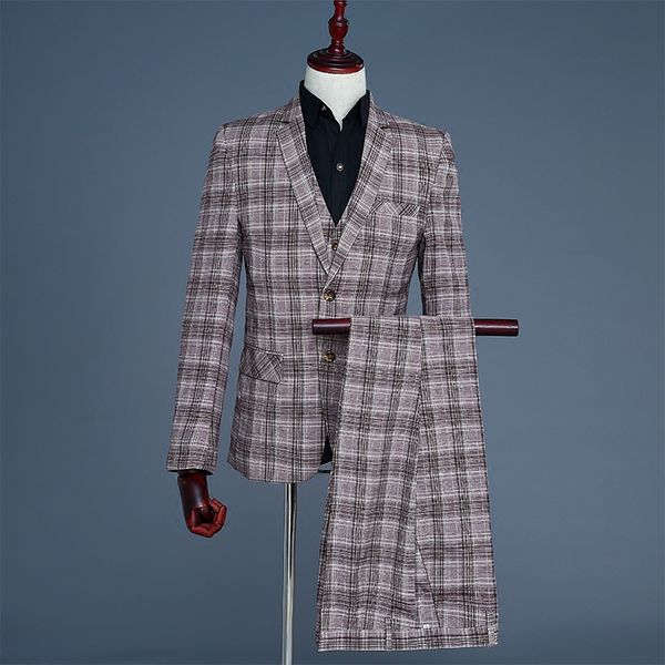 fashion new brand men suits wedding male singers stage costume slim fit suits dj ds performances brown plaid host dance outfit, White;black
fashion new brand men suits wedding male singers stage costume slim fit suits dj ds performances brown plaid host dance outfit, White;black