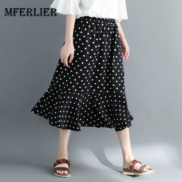 mferlier ladies elegant dot print summer skirt elastic waist ruffles hem spliced all match chiffon womens skirts, Black
mferlier ladies elegant dot print summer skirt elastic waist ruffles hem spliced all match chiffon womens skirts, Black