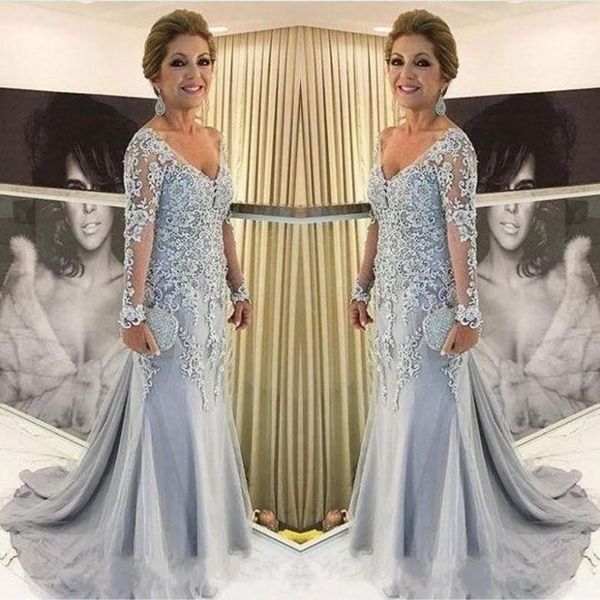 elegant mother of the bride dresses v neck sheer long sleeves mermaid lace appliques beads plus size evening gowns wedding guest dress, Black;red
elegant mother of the bride dresses v neck sheer long sleeves mermaid lace appliques beads plus size evening gowns wedding guest dress, Black;red