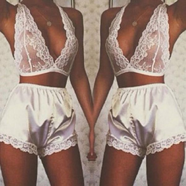 women lace pajamas suit hanging neck vest underwear lingerie lace dress babydoll s1012, Red;black
women lace pajamas suit hanging neck vest underwear lingerie lace dress babydoll s1012, Red;black
