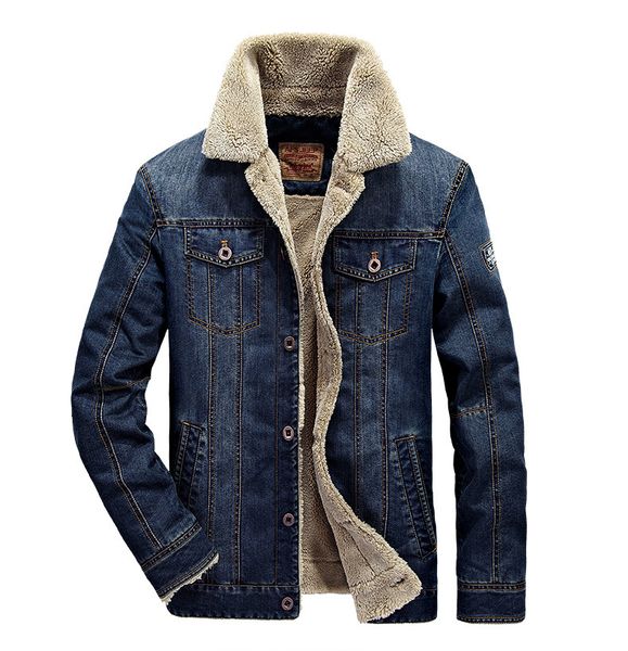 new winter jacket men's fashion thick warm denim jacket, Black