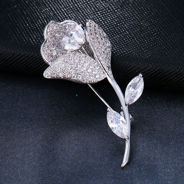 emmaya rose flower white gold/rose gold cubic zircon brooch for women wedding, Gray
emmaya rose flower white gold/rose gold cubic zircon brooch for women wedding, Gray