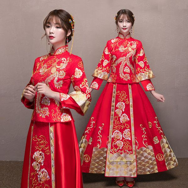 red wedding bride chinese style cheongsam traditional lady long qipao embroidery women's evening dress marry clothes s - xxxl
red wedding bride chinese style cheongsam traditional lady long qipao embroidery women's evening dress marry clothes s - xxxl