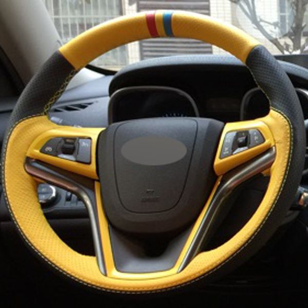 black yellow genuine leather diy car steering wheel cover for chevrolet malibu 2011-2014 volt 2011-2015
black yellow genuine leather diy car steering wheel cover for chevrolet malibu 2011-2014 volt 2011-2015