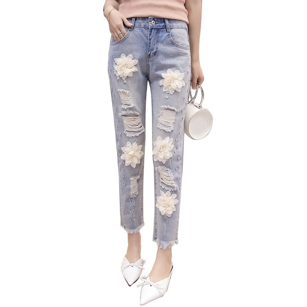 women flower beading jeans woman embroidered flares holes denim trousers women regular jeans pants a502, Blue
women flower beading jeans woman embroidered flares holes denim trousers women regular jeans pants a502, Blue