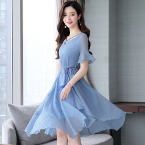women's women's korean casual fashion summer blue strap summer chiffon long dress skirt, Black;gray
women's women's korean casual fashion summer blue strap summer chiffon long dress skirt, Black;gray