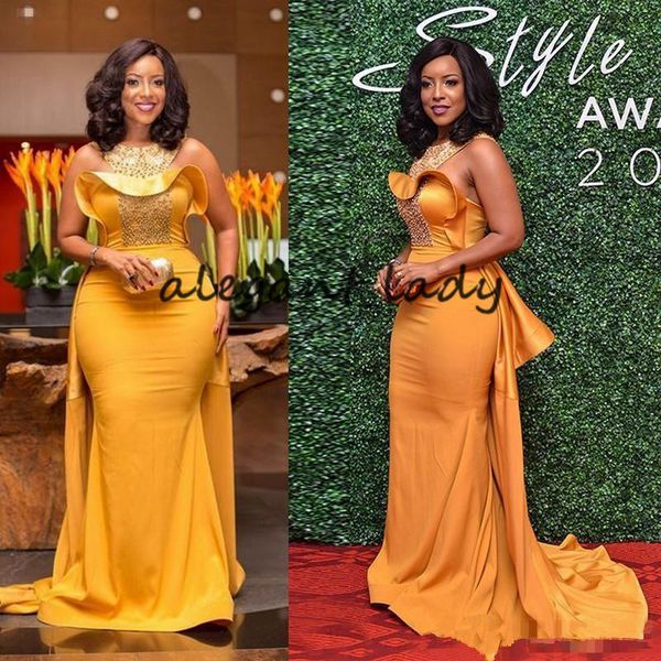 2018 stylish mermaid evening dress plus size beaded satin african women prom dresses long celebrity evening gowns for red carpet, Black;red
2018 stylish mermaid evening dress plus size beaded satin african women prom dresses long celebrity evening gowns for red carpet, Black;red