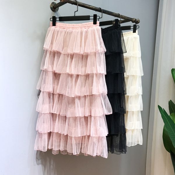 6 layered high waisted pleated tulle skirts womens fairy ruffles ruched party skirt cake tulle skirt for women beach 2018 summer, Black 
6 layered high waisted pleated tulle skirts womens fairy ruffles ruched party skirt cake tulle skirt for women beach 2018 summer, Black