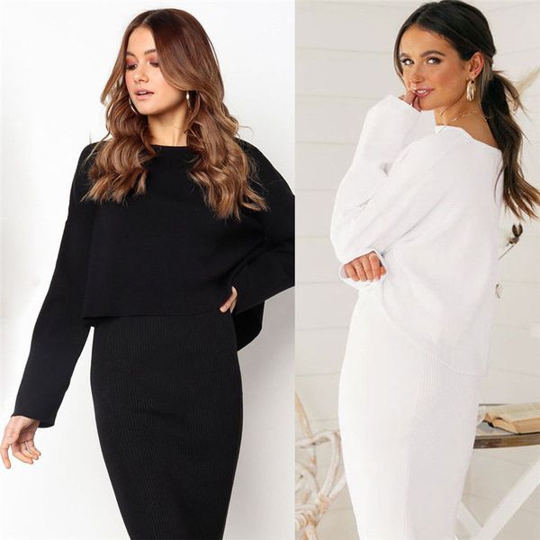 spring autumn knitted skirt set women long sleeve office wear casual black white pullover sweatshirts clothing suit, Gray
spring autumn knitted skirt set women long sleeve office wear casual black white pullover sweatshirts clothing suit, Gray