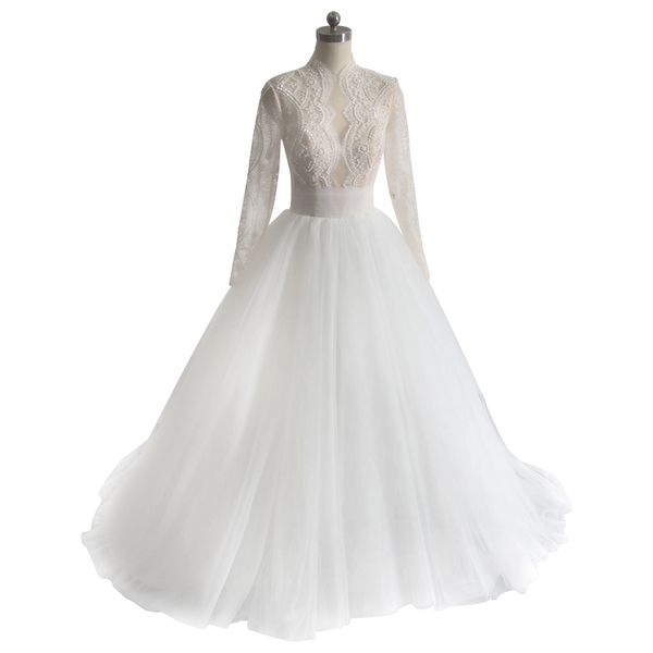 beaded tulle ball gown wedding dress with long sleeves 2019 high neck wedding gown vintage bridal dresses, White
beaded tulle ball gown wedding dress with long sleeves 2019 high neck wedding gown vintage bridal dresses, White