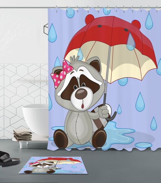 custom bear art shower curtain multi size shower curtain includes 12 plastic hooks floor mat antibacterial easy to hang shower curtain