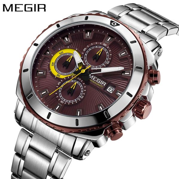 relojes hombre 2018 new megir mens watches full steel business quartz watch men sport waterproof clock, Slivery;brown
relojes hombre 2018 new megir mens watches full steel business quartz watch men sport waterproof clock, Slivery;brown
