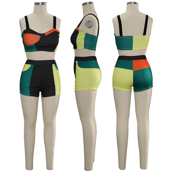 Casual Color Block Two Piece Set Summer Outfits Tracksuit Beach Bodycon Crop Top And Shorts Suits Sexy 2 Piece Set Women Female
Casual Color Block Two Piece Set Summer Outfits Tracksuit Beach Bodycon Crop Top And Shorts Suits Sexy 2 Piece Set Women Female