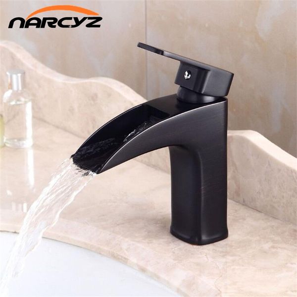 

basin faucets black brass waterfall bathroom basin faucet square round spout single handle deck vanity sink mixer water tap b539