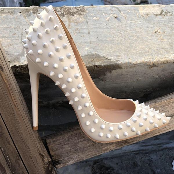 women lady bottom 2019 fashion white leather spikes rivets poined toes wedding heels stiletto high heels shoes pumps 12cm red, Black
women lady bottom 2019 fashion white leather spikes rivets poined toes wedding heels stiletto high heels shoes pumps 12cm red, Black
