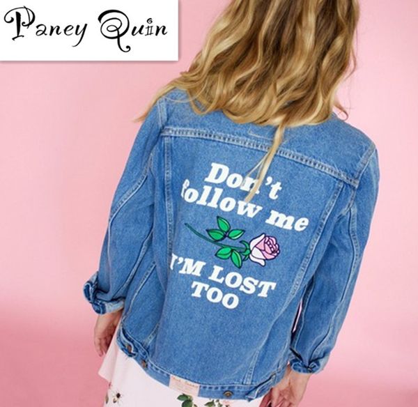 Wholesale-Women Basic Coats Autumn Denim Jacket Vintageletter embroidery Long Sleeve Loose large size Jeans Coat Casual Girls Outwear
Wholesale-Women Basic Coats Autumn Denim Jacket Vintageletter embroidery Long Sleeve Loose large size Jeans Coat Casual Girls Outwear