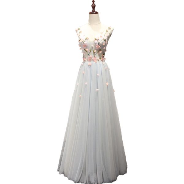 beading flowers long prom dresses 2022 tulle silver evening party gowns v neck, Black
beading flowers long prom dresses 2022 tulle silver evening party gowns v neck, Black