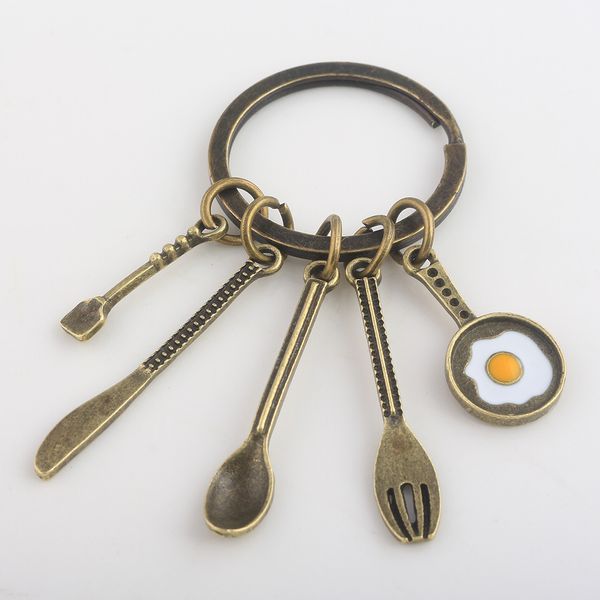 rj fashion creative kitchen tools chef souvenir gift keychain bronze soup spoon knife fork pan egg pendant mother's day keyring, Silver
rj fashion creative kitchen tools chef souvenir gift keychain bronze soup spoon knife fork pan egg pendant mother's day keyring, Silver