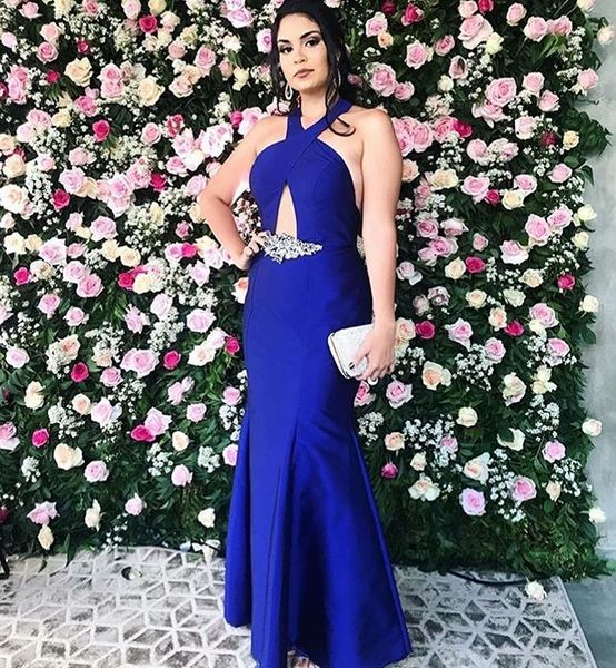 royal blue sheath prom dresses halter long formal dresses keyhole front beaded waist evening party dresses backless veatidos de gala, Black
royal blue sheath prom dresses halter long formal dresses keyhole front beaded waist evening party dresses backless veatidos de gala, Black