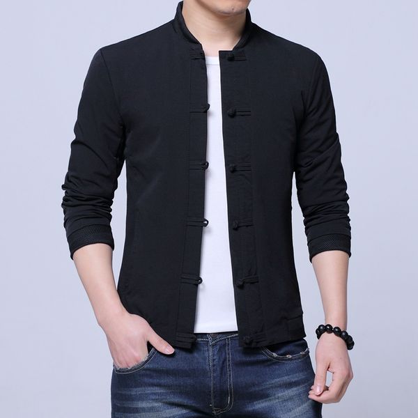 2018 new men's jacket tang suit fashion casual chinese stand collar long sleeve solid color slim button jacket, Black;brown
2018 new men's jacket tang suit fashion casual chinese stand collar long sleeve solid color slim button jacket, Black;brown