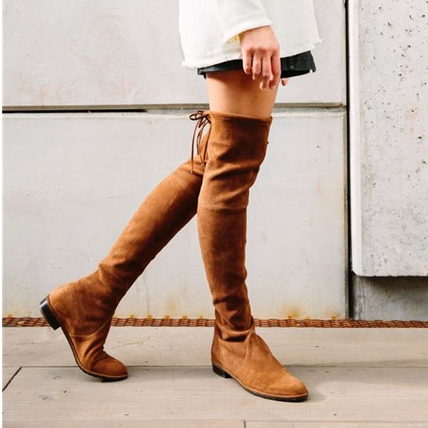women shoe drawstring stretch suede leather fashion over the knee boots thigh high chunky block heel boots tenis masculino adult, Black
women shoe drawstring stretch suede leather fashion over the knee boots thigh high chunky block heel boots tenis masculino adult, Black