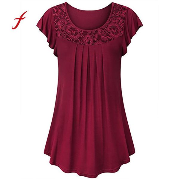 women ladies solid lace patchwork ruched short sleeve shirt summer t-shirts female casual t-shirt women, White 
women ladies solid lace patchwork ruched short sleeve shirt summer t-shirts female casual t-shirt women, White