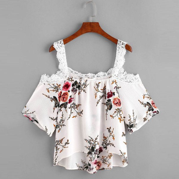feitong women floral pattern t shirt short sleeve off shoulder lace inregular casual women's loose casual summer t-shirt, White
feitong women floral pattern t shirt short sleeve off shoulder lace inregular casual women's loose casual summer t-shirt, White