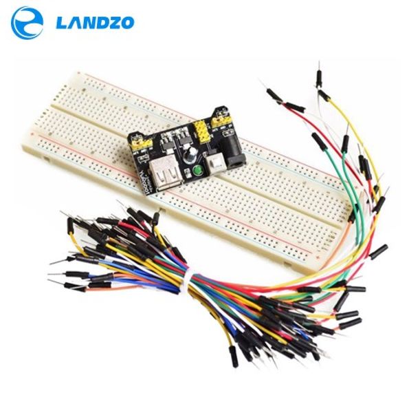 

Free shipping LANDZO MB102 Breadboard power module+MB-102 830 points Solderless Prototype Bread board kit +65 Flexible jumper wires