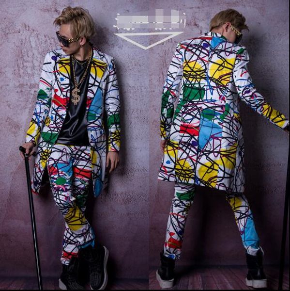 the male singer of the nightclub shows off line print visual medium length suit hairstylist bar show dress. m-6xl, White;black
the male singer of the nightclub shows off line print visual medium length suit hairstylist bar show dress. m-6xl, White;black