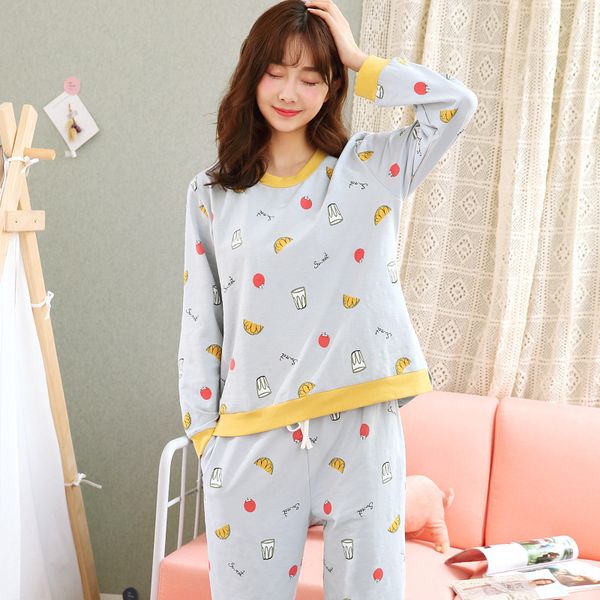 2018 autumn women pajamas sets fashion o-neck long sleeve pyjamas cartoons fruit print homewear cotton sleepwear pyjamas women, Blue;gray
2018 autumn women pajamas sets fashion o-neck long sleeve pyjamas cartoons fruit print homewear cotton sleepwear pyjamas women, Blue;gray