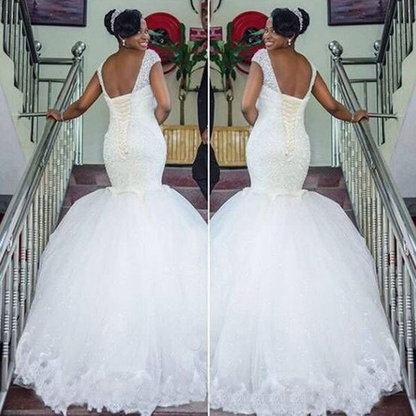 south african nigerian black girls mermaid wedding dresses beaded sequins sweep train arabic backless wedding dress bridal gowns custom, White
south african nigerian black girls mermaid wedding dresses beaded sequins sweep train arabic backless wedding dress bridal gowns custom, White