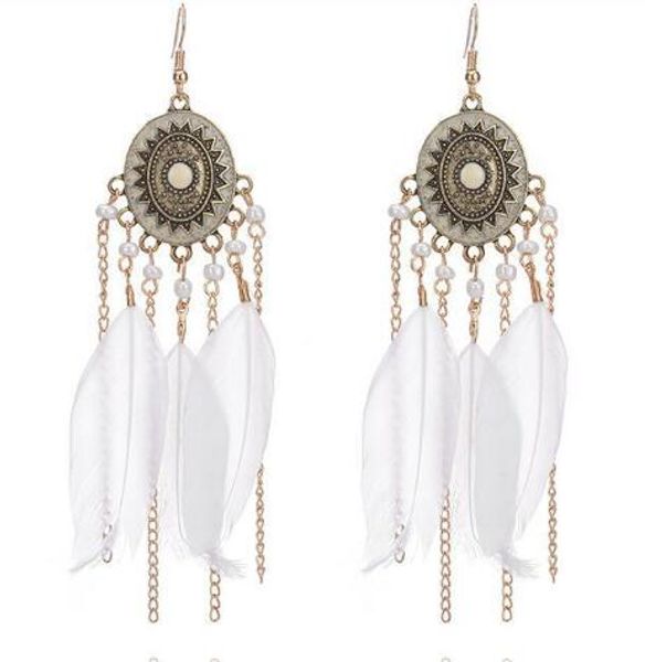 new bohemian feather chain tassel earrings vintage disc long hook earrings earrings jewelry personality fashi, Silver
new bohemian feather chain tassel earrings vintage disc long hook earrings earrings jewelry personality fashi, Silver