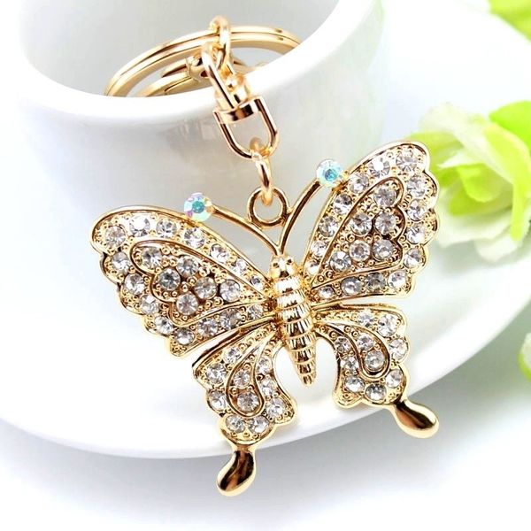1 pcs rhinestone butterfly jewelry keychain women key holder chain ring car bag pendant, Silver
1 pcs rhinestone butterfly jewelry keychain women key holder chain ring car bag pendant, Silver