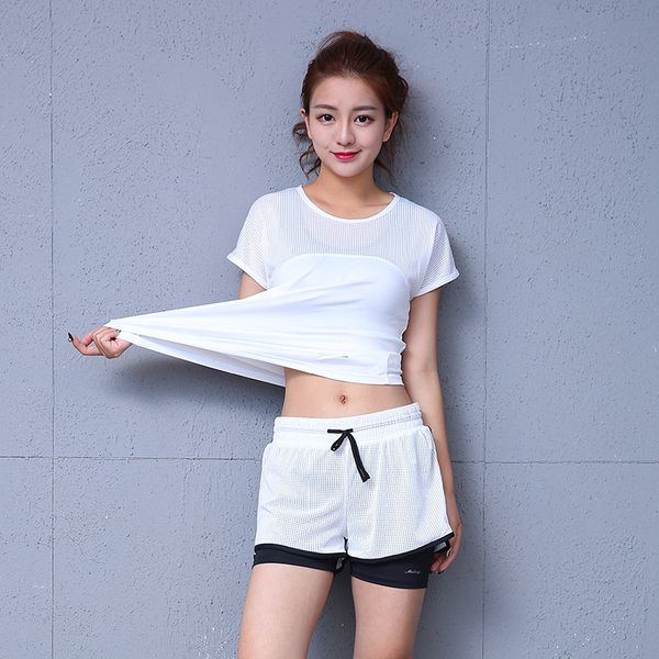 summer yoga suit women 2018 korean version of solid color fast dry running fitness 2-piece set of loose thin leisure sportswear, White;red
summer yoga suit women 2018 korean version of solid color fast dry running fitness 2-piece set of loose thin leisure sportswear, White;red