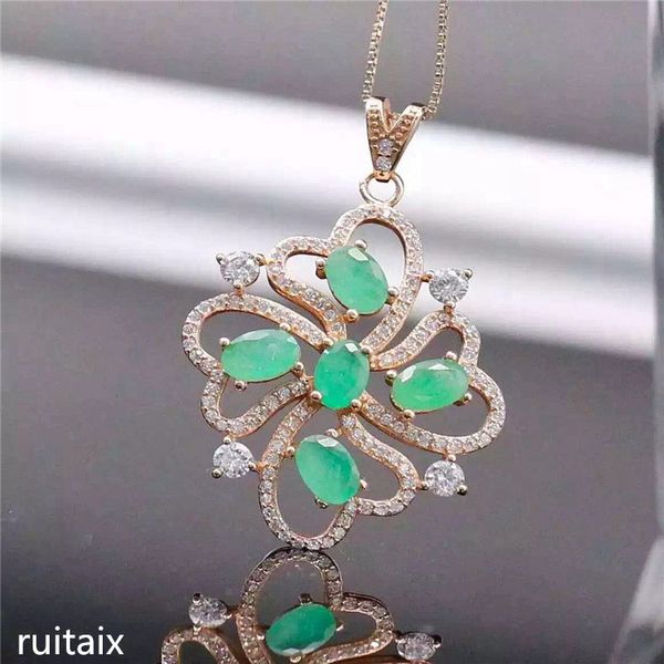 

kjjeaxcmy boutique jewels s925 pure silver natural emerald necklace inlaid jewelry female exotic gemstone pendant chrysanthemum